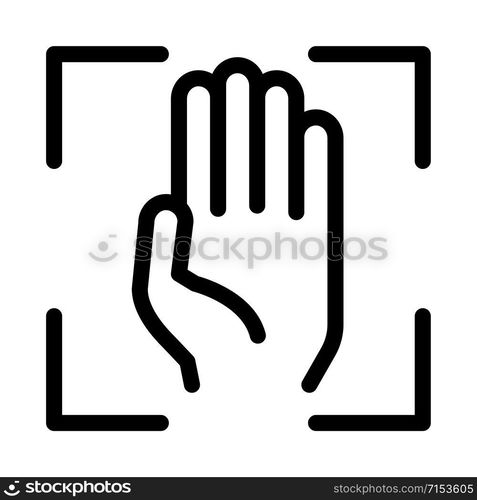 Person Handprint Scan Icon Vector. Outline Person Handprint Scan Sign. Isolated Contour Symbol Illustration. Person Handprint Scan Icon Vector Outline Illustration