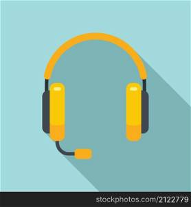 Person headset icon flat vector. Gamer headphone. Service center. Person headset icon flat vector. Gamer headphone