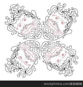 Person hearted hearty head pattern ornament for valentine day for a boyfriend packaging vector color drawing or illustration