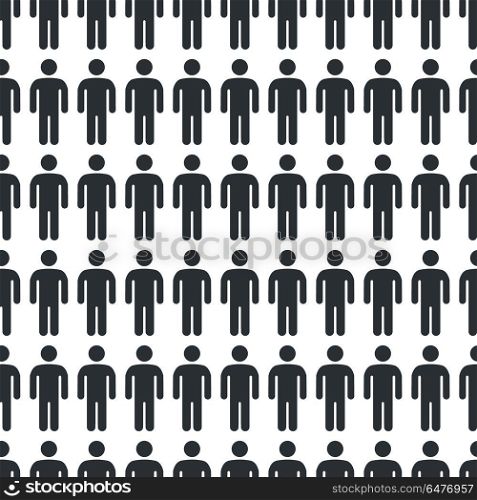 Person Icon Seamless Pattern Vector Illustration. Black and white seamless pattern with big icon of man. Shape of person on vector illustration is black isolated on white background