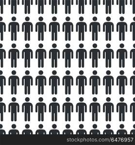 Person Icon Seamless Pattern Vector Illustration. Black and white seamless pattern with big icon of man. Shape of person on vector illustration is black isolated on white background