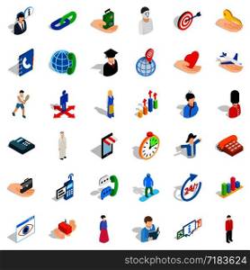 Person icons set. Isometric style of 36 person vector icons for web isolated on white background. Person icons set, isometric style