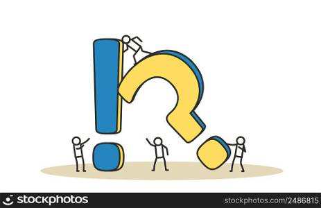 Person man asked question mark vector concept illustration people. Business cartoon character businessman answer help. Confusion problem support FAQ. Frequently choice office thinking background