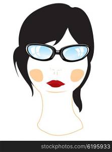 Person of the girl bespectacled. Person of the girl bespectacled on white background is insulated