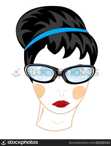 Person of the girl bespectacled. Person of the young girl on white background bespectacled
