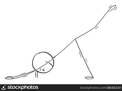 Person practicing in yoga pose, vector cartoon stick figure or character illustration.. Person in Yoga Pose, Vector Cartoon Stick Figure Illustration