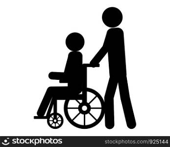 Person pushes wheel chair user