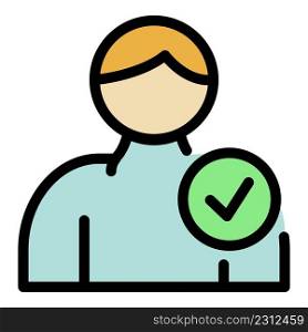 Person reliability icon. Outline person reliability vector icon color flat isolated. Person reliability icon color outline vector