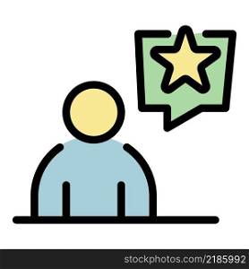 Person review icon. Outline person review vector icon color flat isolated. Person review icon color outline vector