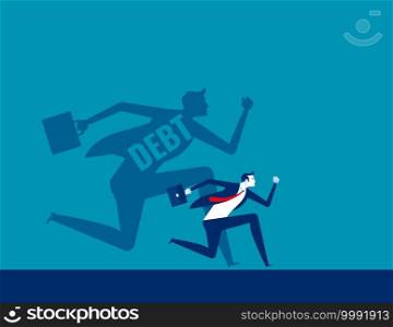 Person run away from debt. Concept business finance vector design, Shadow, Flat cartoon style design