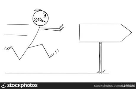Person running keen, eager or long for something , vector cartoon stick figure or character illustration.. Person Eager, Keen or Long for Something , Vector Cartoon Stick Figure Illustration