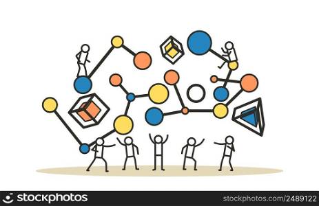 Person scientist people artificial intelligence vector concept illustration. Character target check AI laboratory science. Experiment lab working job. Smart business team human discovery art