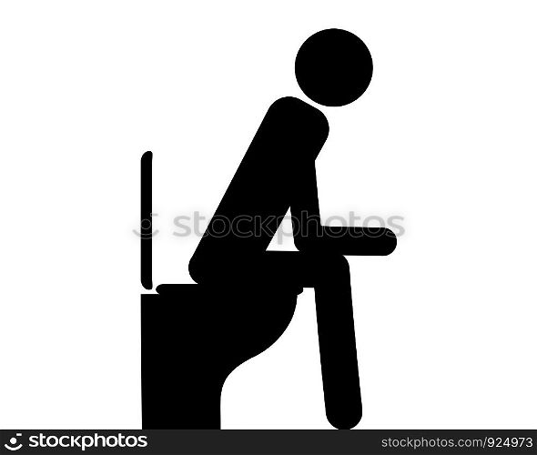 Person sitting on toilet on white