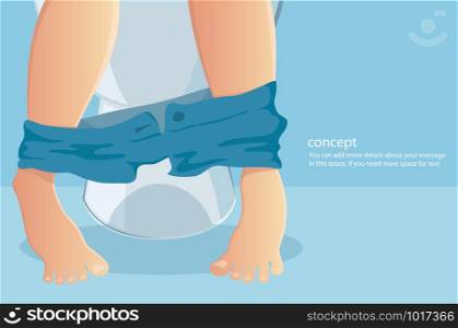 person sitting on toilet with suffering from constipated or diarrhea vector illustration