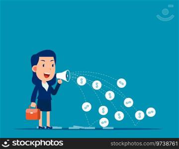 Person spitting money. Business financial vector illustration concept