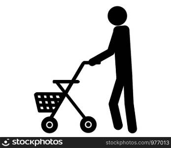 Person walking with rollator on white