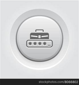 Personal Access Icon. Grey Button Design.. Personal Access Icon. Grey Button Design. Security Concept with a Briefcase and a Password box. Isolated Illustration. App Symbol or UI element.