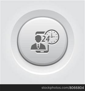 Personal Assistance Icon. Grey Button Design.. Personal Assistance Icon. Grey Button Design. Security Concept with a man and a mobile phone. Isolated Illustration. App Symbol or UI element.