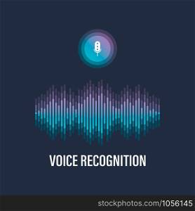 Personal assistant and voice recognition concept flat vector illustration of sound symbol intelligent technologies.