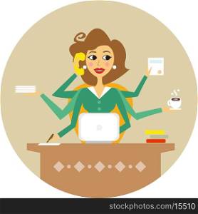 Personal assistant or hard working secretary symbol vector illustration