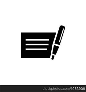 Personal Bank Money Check with Pen. Flat Vector Icon illustration. Simple black symbol on white background. Personal Bank Money Check with Pen sign design template for web and mobile UI element. Personal Bank Money Check with Pen Flat Vector Icon