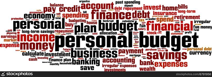 Personal budget word cloud concept. Vector illustration