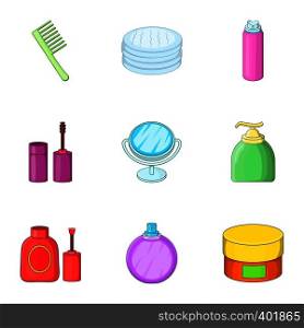 Personal care icons set. Cartoon illustration of 9 personal care vector icons for web. Personal care icons set, cartoon style