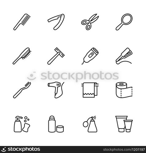 Personal care stuff line icon. Editable stroke vector, isolated at white background. Suitable for web. Simple set