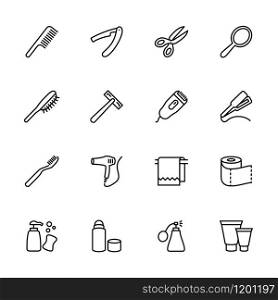 Personal care stuff line icon. Editable stroke vector, isolated at white background. Suitable for web. Simple set