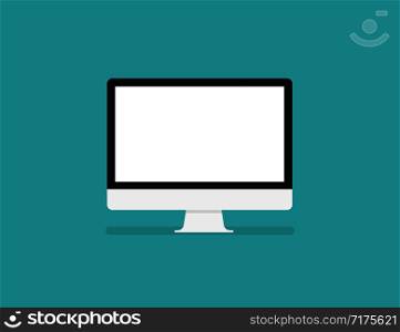 Personal Computer screen in trendy flat style isolated on blue background with shadow. EPS 10. Personal Computer screen in trendy flat style isolated on blue background with shadow.