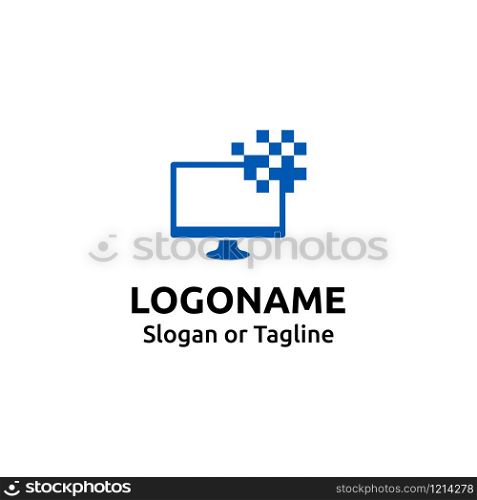 Personal Computer Service Icon. Computer repair logo design concept. PC repair logo concept