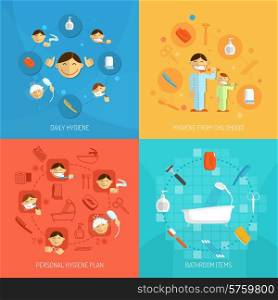 Personal daily hygiene design concept set with bathroom items isolated vector illustration. Hygiene Design Concept