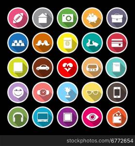 Personal data flat icons with long shadow, stock vector