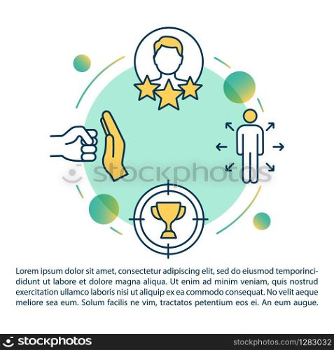 Personal development concept icon with text. Opportunities and aspirations. Objectives achieving. PPT page vector template. Brochure, magazine, booklet design element with linear illustrations