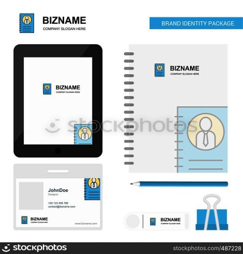 Personal diary Business Logo, Tab App, Diary PVC Employee Card and USB Brand Stationary Package Design Vector Template