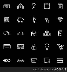 Personal financial line icons on black background, stock vector