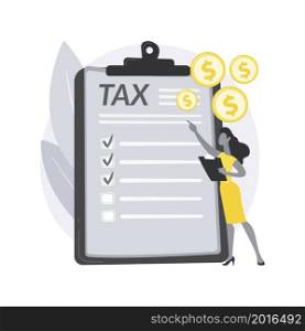Personal income tax abstract concept vector illustration. Budget calculation, online IRS form, bank account, bill payment, receiving invoice, economic report, loan and credit abstract metaphor.. Personal income tax abstract concept vector illustration.