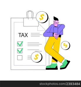 Personal income tax abstract concept vector illustration. Budget calculation, online IRS form, bank account, bill payment, receiving invoice, economic report, loan and credit abstract metaphor.. Personal income tax abstract concept vector illustration.