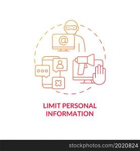 Personal information limitation concept icon. Protecting information online abstract idea thin line illustration. Keeping data save in internet. Vector isolated outline color drawing. Personal information limitation concept icon