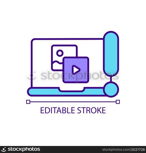 Personal information limitation on internet sources RGB color icon. Content filters keeping privacy online. Cyber safety. Isolated vector illustration. Simple filled line drawing. Editable stroke. Personal information limitation on internet sources RGB color icon
