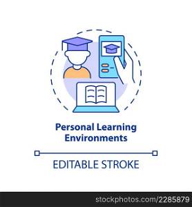 Personal learning environments concept icon. Lifelong learning contexts abstract idea thin line illustration. Isolated outline drawing. Editable stroke. Arial, Myriad Pro-Bold fonts used. Personal learning environments concept icon