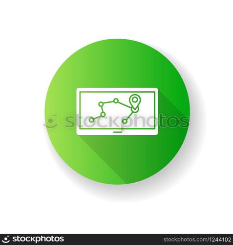 Personal navigation assistant flat design long shadow glyph icon. Navigator. PNA. GPS system. Portable electronic gadget. Mobile device. Positioning. Technology. Silhouette RGB color illustration
