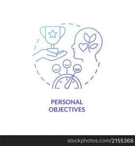 Personal objectives blue gradient concept icon. Human resources management abstract idea thin line illustration. Isolated outline drawing. Roboto-Medium, Myriad Pro-Bold fonts used. Personal objectives blue gradient concept icon