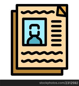 Personal paper agitation icon. Outline personal paper agitation vector icon color flat isolated. Personal paper agitation icon color outline vector