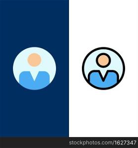 Personal, Personalization, Profile, User  Icons. Flat and Line Filled Icon Set Vector Blue Background