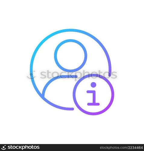 Personal profile gradient linear vector icon. Client id and account. Purchases history. Online shopping. Thin line color symbol. Modern style pictogram. Vector isolated outline drawing. Personal profile gradient linear vector icon