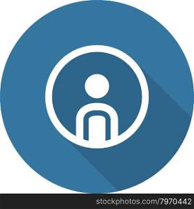 Personal Profile Icon. Man in Circle with Blue Background. Long Shadow. Flat Style Design.