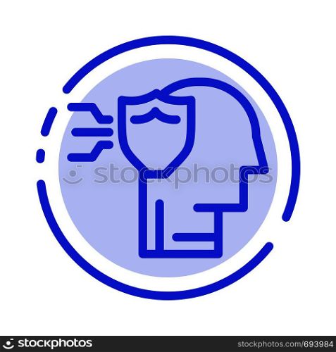 Personal, Protection, Security, Shield Blue Dotted Line Line Icon