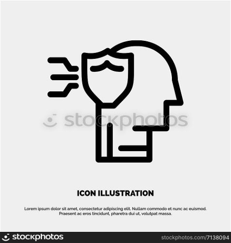 Personal, Protection, Security, Shield Line Icon Vector