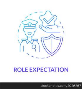 Personal role expectation blue gradient concept icon. Society engagement for people. Social participation. Community opinion abstract idea thin line illustration. Vector isolated outline color drawing. Personal role expectation blue gradient concept icon